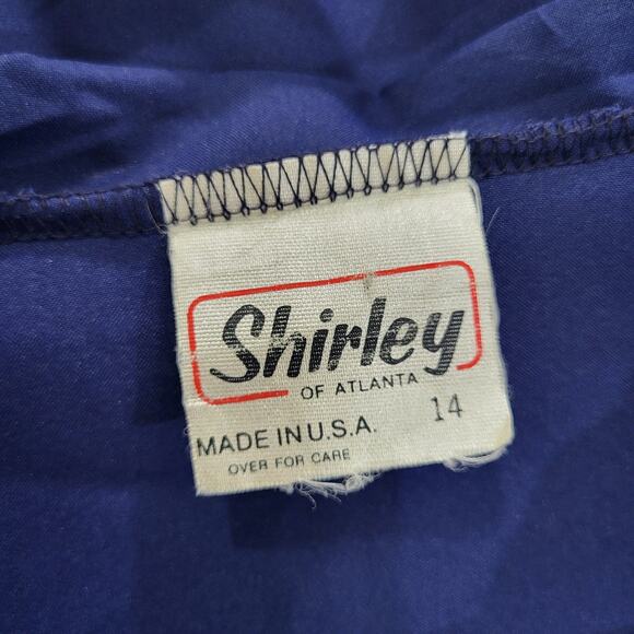 Vintage Blouse Shirley of Atlanta Womens L Navy Blue Office Professional Classic - Picture 3 of 10
